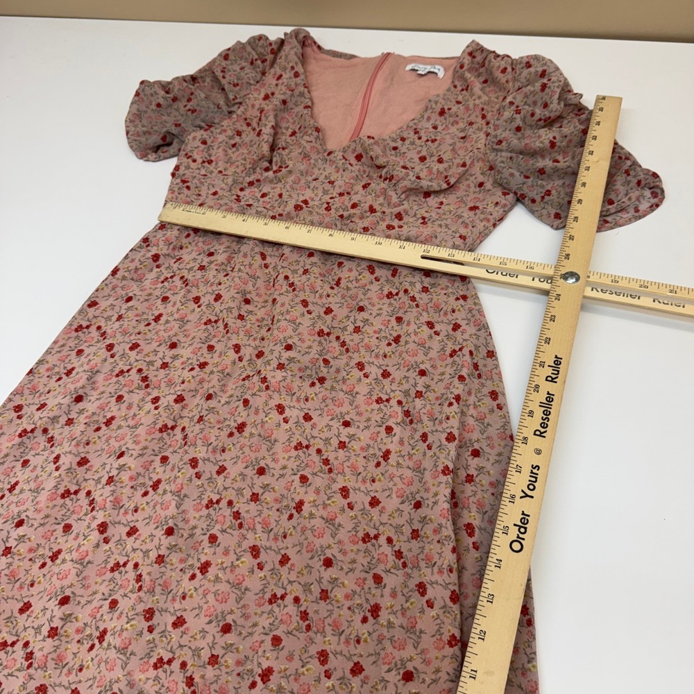 Emory Park Dress Womens Large Pink Floral Tea Length Cottagecore Boho Romantic - Picture 9 of 10
